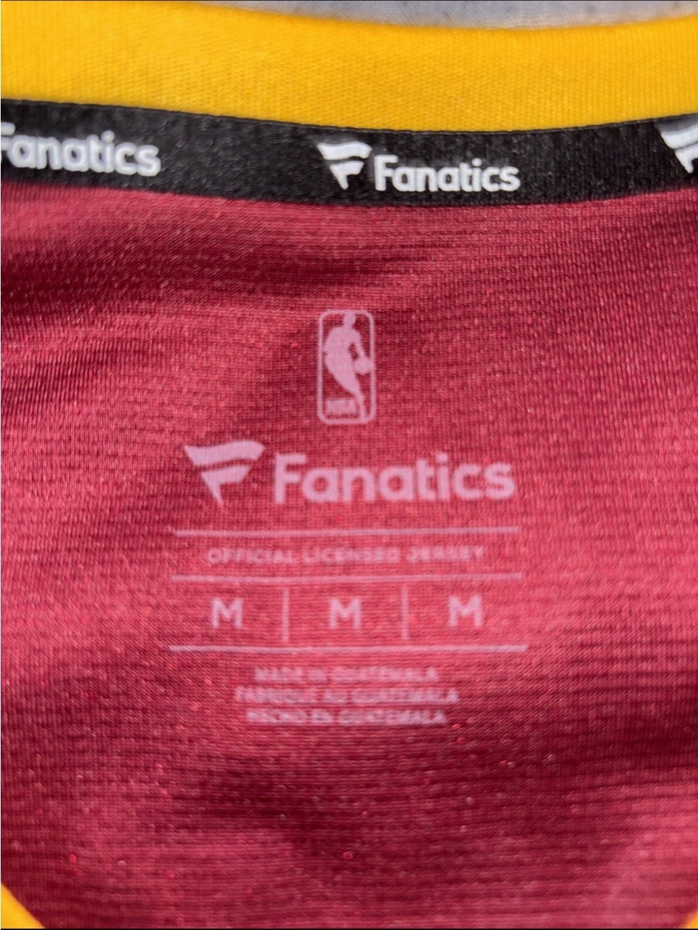 Fanatics Maroon and Yellow NBA Jersey - Picture 3 of 3